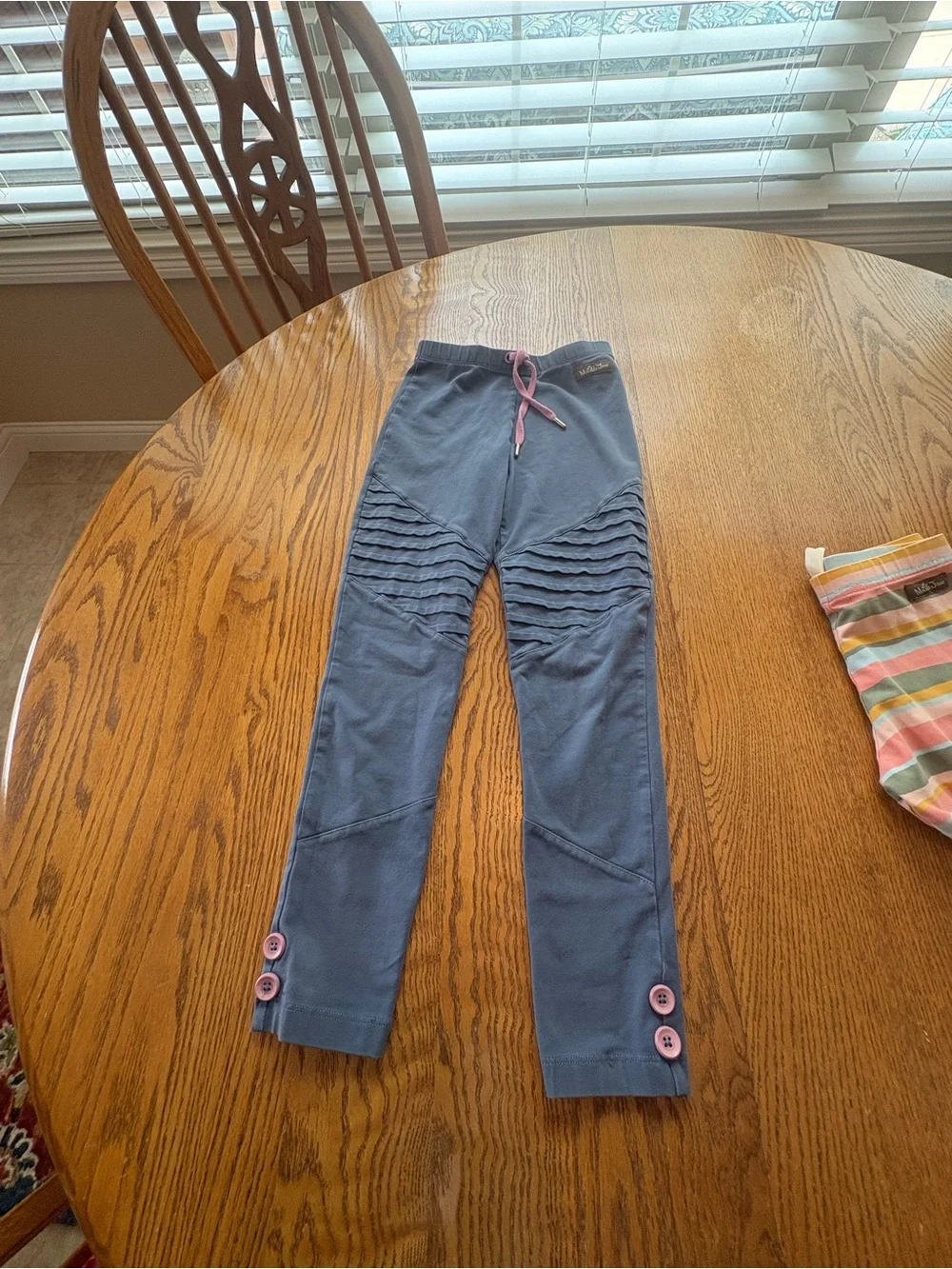 Matilda Jane Size 8 Girls Leggings Lot 4 Pair Velour Ruffles Stripes Crops EUC